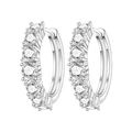 Boucles d'oreilles créoles argentées serties de zircons cubiques brillants et chic - Créole Polyvalente avec Incrustation - Medium 4206