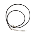 Cordon de collier en fil ciré noir minimaliste avec fermoir mousqueton argenté et chaîne - Noir
