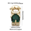 Detailed specs of gold cartoon boy pendant with green heart zircon and copper material - Little Boy - Green Heart