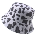 Reversible bucket hat with black and white cow print pattern for street style - 58cm / Black White Cow Print