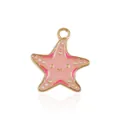 Pink starfish enamel charm with gold metal finish and cute smiley face for DIY jewelry - Smile Shell