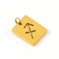 Gold 18K stainless steel Sagittarius zodiac rectangle pendant with hollow cutout design - Sagittarius