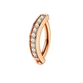 Rose gold navel piercing ring with sparkling white cubic zirconia inlay on white background - Rose Gold