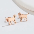 Chic rose gold puppy dog stud earrings in stainless steel for women fashion style - 508 Rose Gold (Dog)
