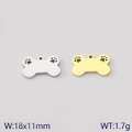 Gold and silver bone-shaped stainless steel pendants with hollow heart paw print design - Bone Paw Print (Style 11)