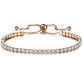 Detail of rose gold tennis bracelet with adjustable slider clasp and sparkling crystals - Rose Gold