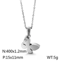 Collana a farfalla in acciaio inossidabile argento con gemma e catena da 400 mm - Stile Farfalla (KN89575-K) / Color Acciaio