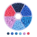 Set box 6 griglie con perline di vetro blu e viola per creazione gioielli fai-da-te - Serie Blu e Viola (3mm) / 1900pz/Scatola