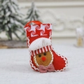 Calza natalizia rossa con omino di pan di zenzero e bordo decorativo a quadretti - Calza di Natale Omino di Pan di Zenzero Maschio / Rosso