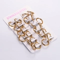 Set di 12 paia di orecchini a cerchio in acciaio inossidabile dorato con zirconi chiari - Oro Grande 19mm (Set di 12 paia)