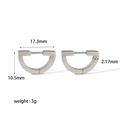 Detailed dimension guide showing 17.3mm length and weight of these geometric earrings - Silver D-Shape Hoop (TE6028-10-17S)