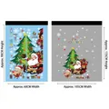 Christmas Santa Claus sleigh static window sticker with reindeer and Xmas tree 90x60cm - Santa Sleigh Series [Static Glue-Free] / 30x90cmx2 Sheets