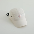 Detail of breathable beige outdoor kids hat featuring a cute cartoon duck patch embroidery - 52cm / Off White