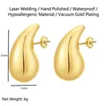 Polished 18K gold waterdrop stud earrings in 21mm x 12mm size for women - Water Drop Stud / 12*21mm / Gold