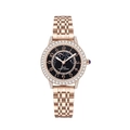 Elegant rose gold watch with rhinestone bezel and black starry sky dial for women - Rose Gold Steel Band