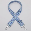 Ethnic geometric pattern bag strap in blue and red with silver metal lobster clasps - No.632 Geometric Pattern - Silver Hook