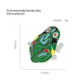 Green enamel frog brooch in retro tin toy style made of eco-friendly alloy - Ethnic Style Frog