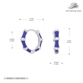 Detailed size specifications for S925 sterling silver bamboo style blue enamel hoop earrings - 925 Silver / Dark Blue