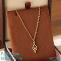 Golden stainless steel necklace with a red heart pendant on a premium brown display - Streamlined Red Heart Pendant (KN292758-Z)