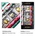 Pink ribbon and green snowflake Christmas gift wrap paper rolls in 43cm width - Set 3 (4 Rolls with Accessories) / 3 Meters Roll