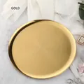 Large luxury gold round stainless steel tray for jewelry and cosmetic storage - Gold / 28*28cm