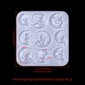 Translucent silicone mold for moon fairy earrings with nine decorative jewelry designs - Moon Angel Earring Mold-ED#213
