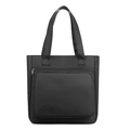 Bolso tote de negocios en nailon negro impermeable con bolsillo frontal con cremallera - Negro