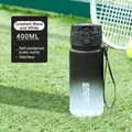 Frosted 400ml sports water bottle in gradient black and white with portable strap - 400ml Black White Gradient