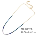 Handgemaakte roestvrijstalen ketting met gekleurde edelsteenkraaltjes en 42 cm ketting - Blauw-Paarse Gradiënt Facetkralen Met Roestvrijstalen Ketting