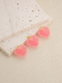 Pink heart pendant with sugar texture and gold ring for DIY jewelry making accessories - Pink