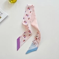 Pink cartoon cat twilly scarf with ice cream print and purple blue ends - Ice Cream Cone Cat