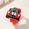 Rote Kinder-Klapparmbanduhr im Auto-Design mit Silikonband und Analoganzeige für Jungen - Rot