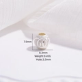 Macro detail of S925 sterling silver frosted beads showing dimensions and weight - Style C: Silver 7.5*8.3mm