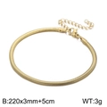 Golden 3mm flat snake chain bracelet in titanium steel with lobster clasp and extension - 3mm x 22cm + 5cm / Gold