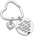 Silver stainless steel heart keychain with personalized engraved circular pendant charm - Style C (You're The Only One I Want To Annoy)