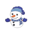 Broche de Noël bonhomme de neige en émail avec bonnet pailleté bleu et écharpe rayée - C1658-1-Bonhomme de neige série bleue