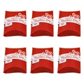 Set of six red pillow-shaped Valentine's Day gift boxes with white decorative bands - Red
