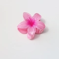 Close-up of a pink gradient plumeria flower hair claw clip with 3D resin petal details - Glossy Pink Rose Red Gradient