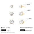 Gedetailleerde maattabel van gouden zirkonia oorknopjes in de maten 4mm 6mm en 8mm - Gouden Zirconia 3-delige Set (NB-E1602)