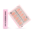 Glossy nude pink press-on nails in almond shape displayed in minimalist packaging - Nude Pink (GD50)