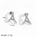 Detail showing letter A earrings with rhinestones measuring 14mm in height and 13.1mm wide - Silver Letter A Shaped Style (TE60464-S)