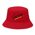 Red canvas bucket hat with cursive Germany embroidery and German flag colored stripes - M / 3# Germany Text - Red
