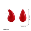 Detail view of red teardrop enamel earrings with size and weight measurement specs - Silver Red (22538_9)