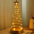 Golden spiral Christmas tree LED night light with warm glow and star topper decor - Star Spiral