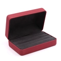 Brick red faux leather jewelry organizer box with dark grey velvet ring slots - Red