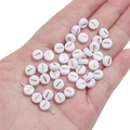 4x7mm white flat round acrylic bead with gold horizontal bar pattern for DIY jewelry - Letter I