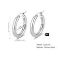 Silver titanium steel hoop earrings featuring a 20mm outer diameter and 4mm thick band - Clip Style Steel Color Outer Diameter 20mm