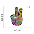 Colorful Peace Hand Gesture Embroidery Patch for Hawaii Travel Decor, 6.5 x 4.3 cm - Plant Travel Style 5 (Pop Art Peace Gesture)