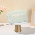 Portable mint green floral mesh cosmetic bag with zipper and handle for travel - Milk Green Floral Style