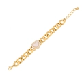 Golden Cuban chain bracelet with heart-shaped white stone pendant and adjustable clasp - 6# Heart Bracelet